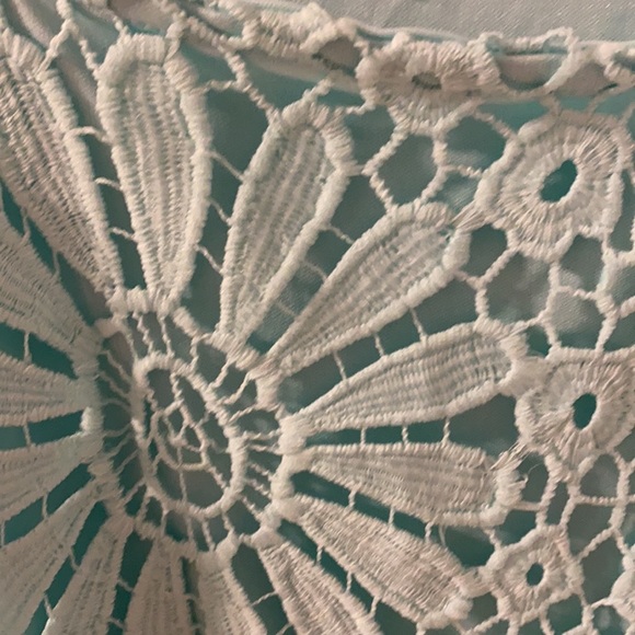 Turquoise floral lace summer dress - Picture 3 of 3